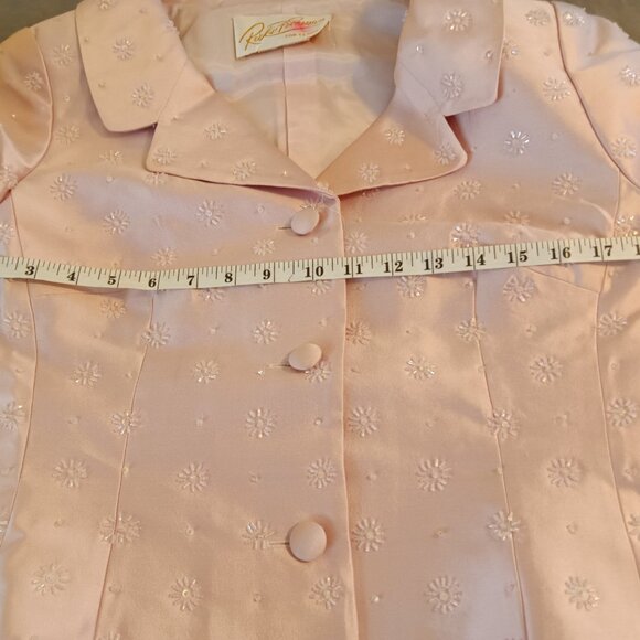 Rickie Freeman for TJ Nites Retro Beaded Blazer Jacket Beaded Blush Pink… - Picture 5 of 11